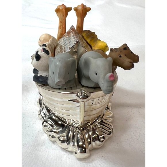 Lenox Noahs Ark Box Silver Plated Figurine With Animals Collectible Decor - Picture 5 of 6